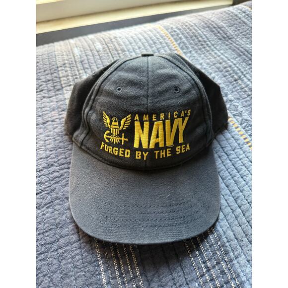 US Navy “Forged by the Sea” Black Adjustable Baseball Cap - Picture 2 of 3